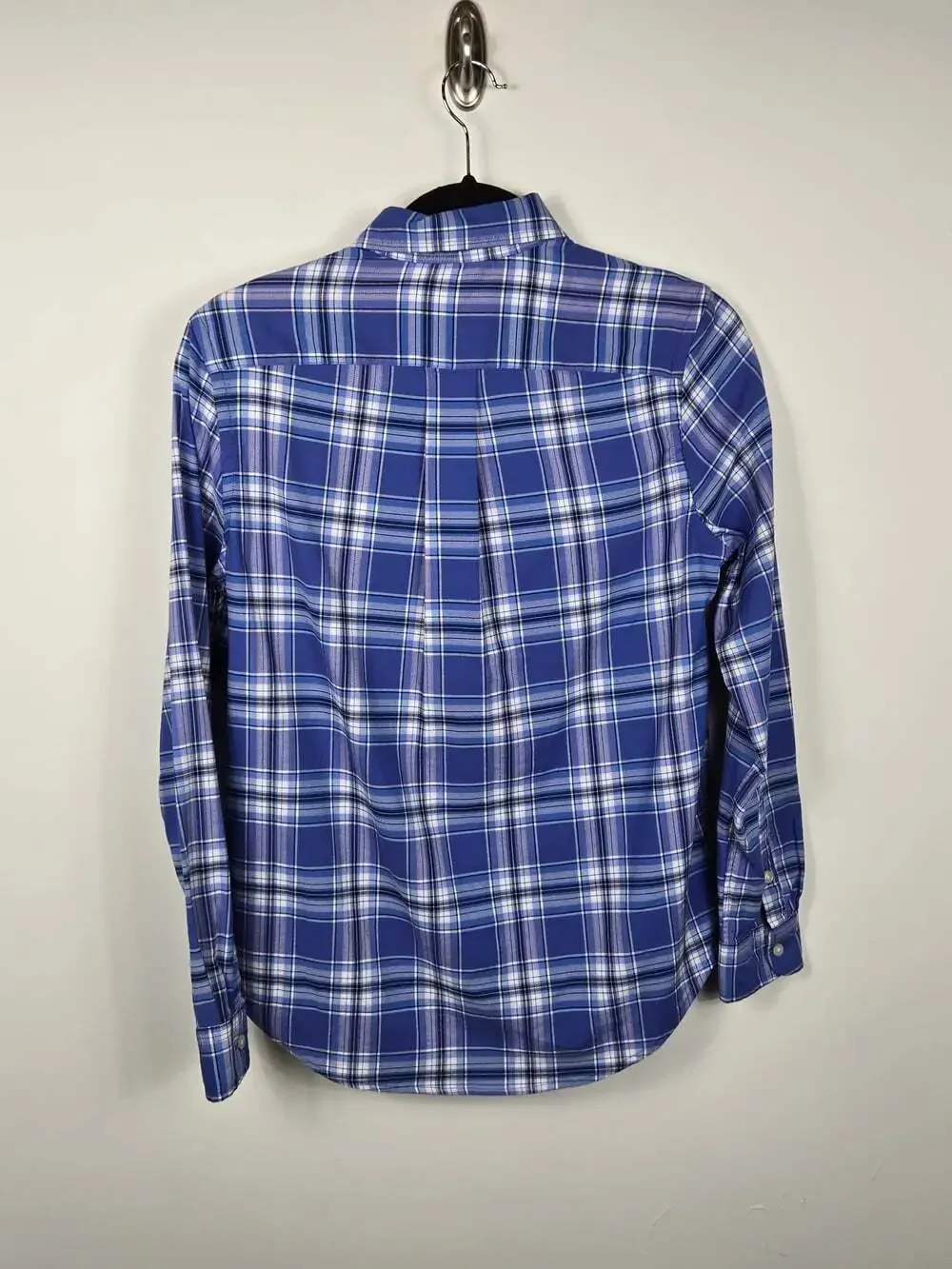 Ralph Lauren Kids Blue Plaid Button Down Shirt Pony Logo L 14-16